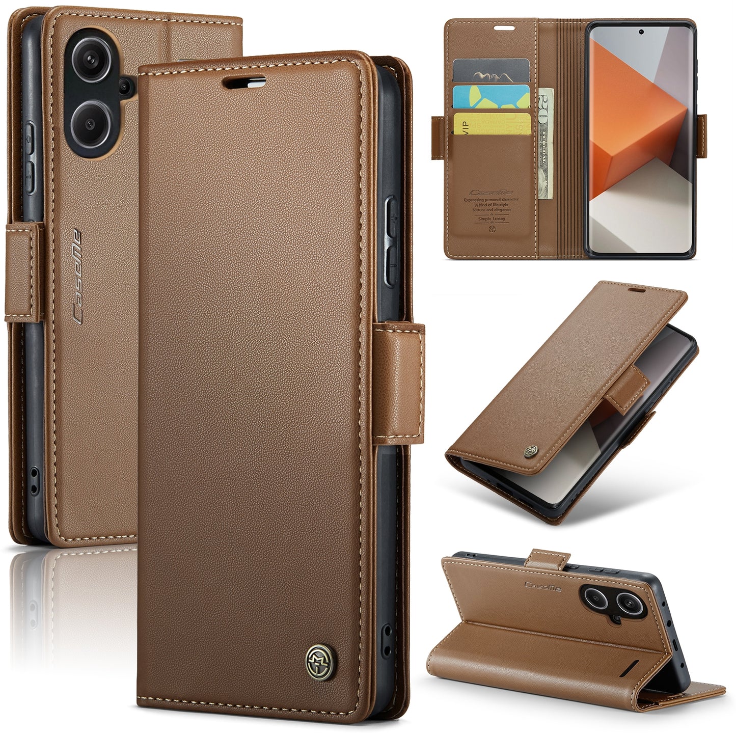 Xiaomi Redmi Note 13 Pro+ 5G Leather Wallet Case - RFID Blocking, Stand Function, Card Slots