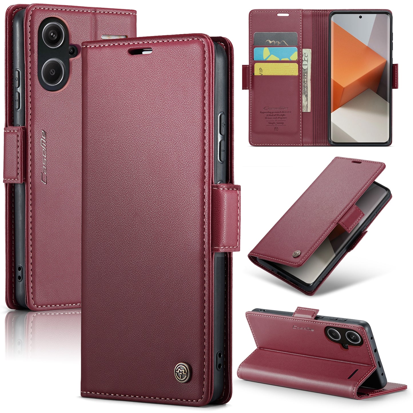Xiaomi Redmi Note 13 Pro+ 5G Leather Wallet Case - RFID Blocking, Stand Function, Card Slots