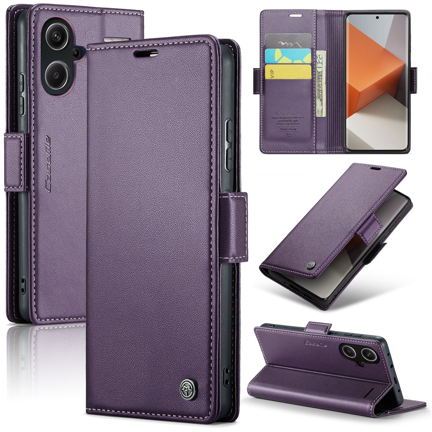 Xiaomi Redmi Note 13 Pro+ 5G Leather Wallet Case - RFID Blocking, Stand Function, Card Slots