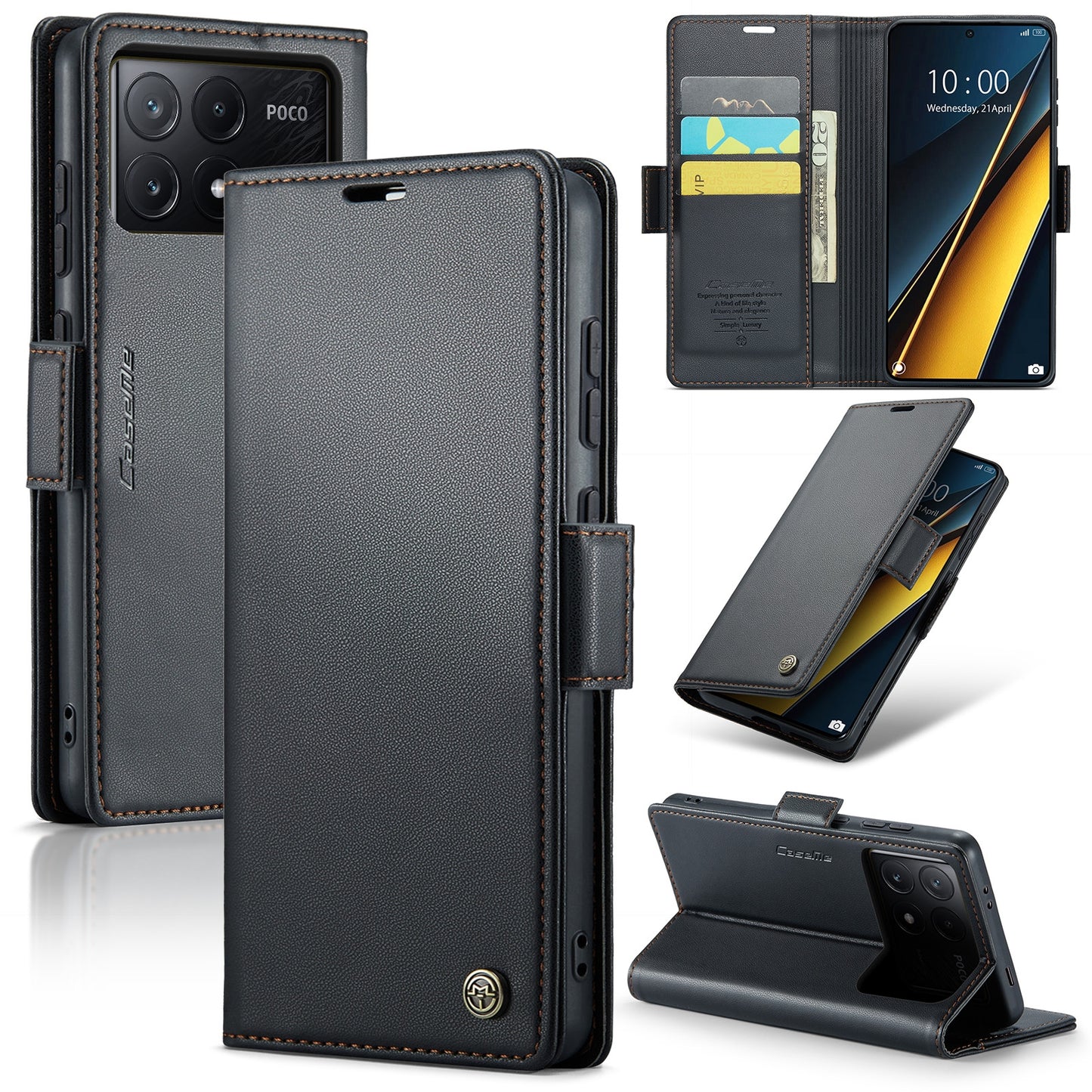 Xiaomi Poco X6 Pro 5G Leather Wallet Case - RFID Blocking, Stand Function, Card Slots