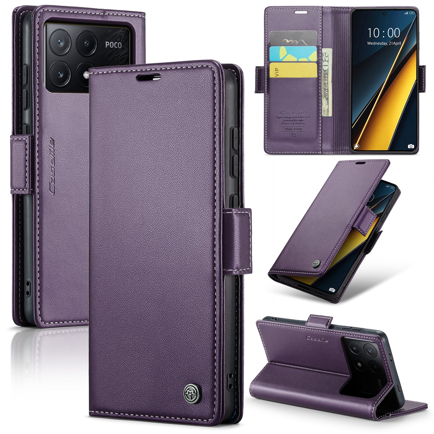 Xiaomi Poco X6 Pro 5G Leather Wallet Case - RFID Blocking, Stand Function, Card Slots