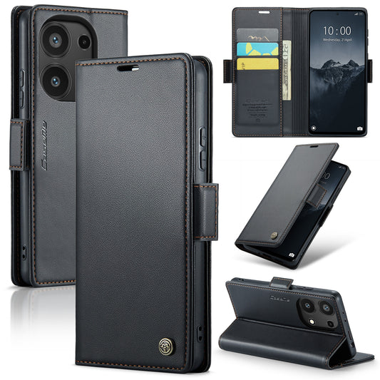 Xiaomi Redmi Note 13 Pro 4G Leather Wallet Case - RFID Blocking, Stand Function, Card Slots