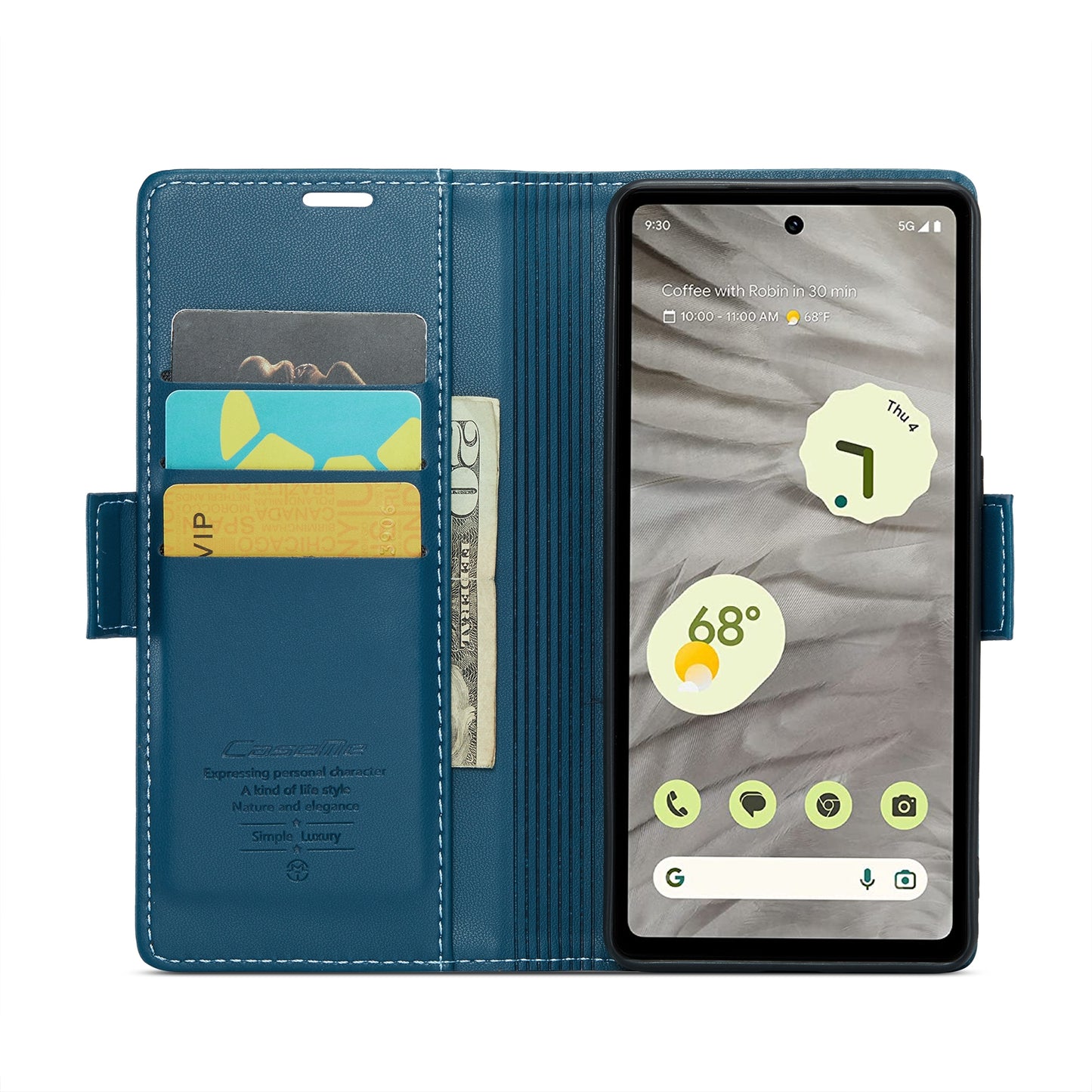 Google Pixel 7a Leather Wallet Case - RFID Blocking, Stand Function, Card Slots