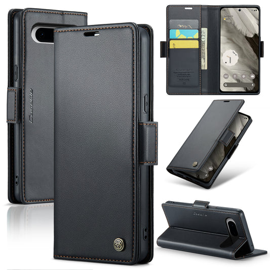 Google Pixel 8 Leather Wallet Case - RFID Blocking, Stand Function, Card Slots