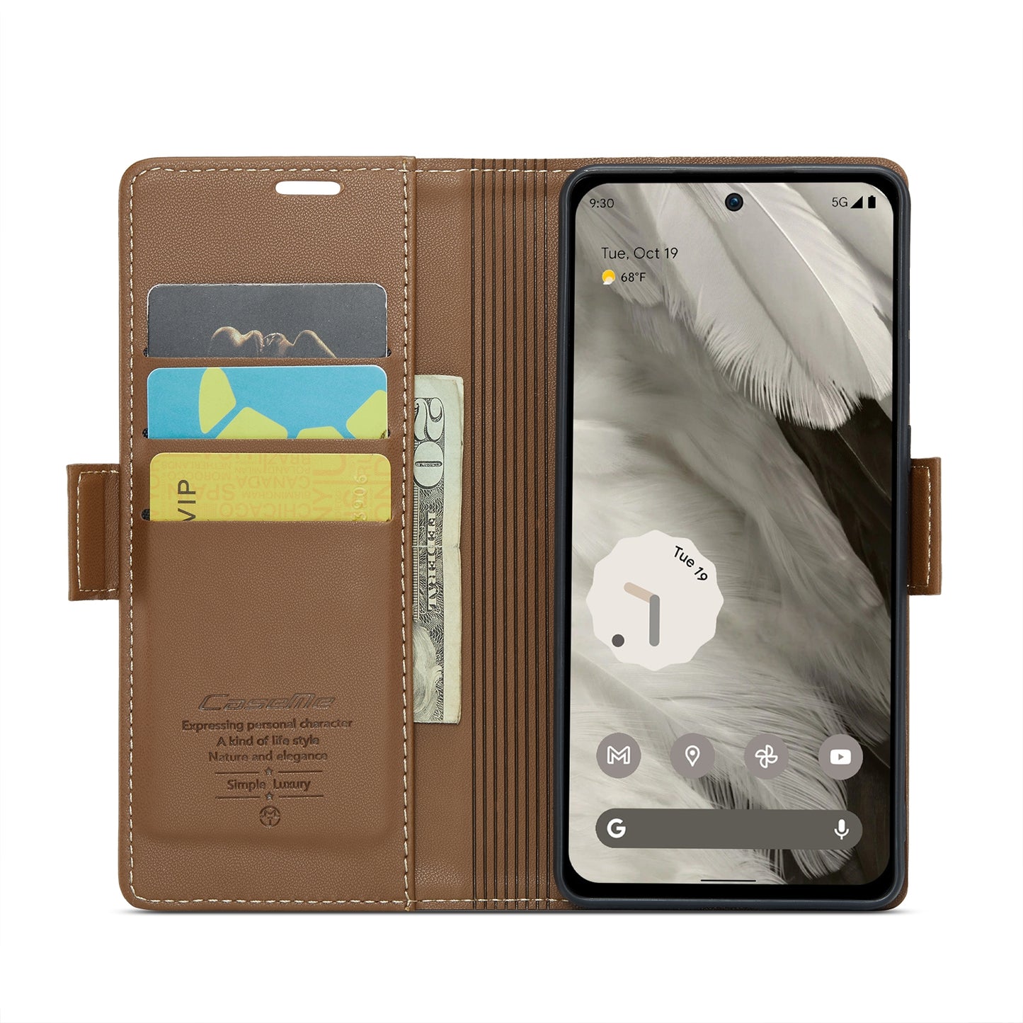 Google Pixel 8 Leather Wallet Case - RFID Blocking, Stand Function, Card Slots