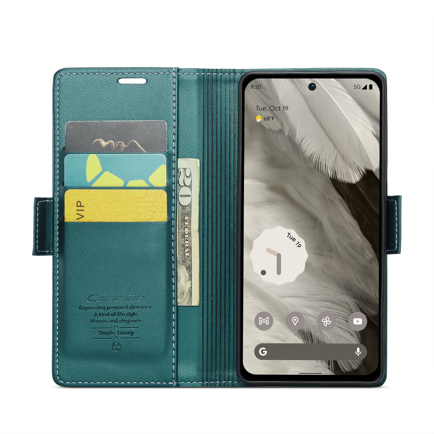Google Pixel 8 Leather Wallet Case - RFID Blocking, Stand Function, Card Slots