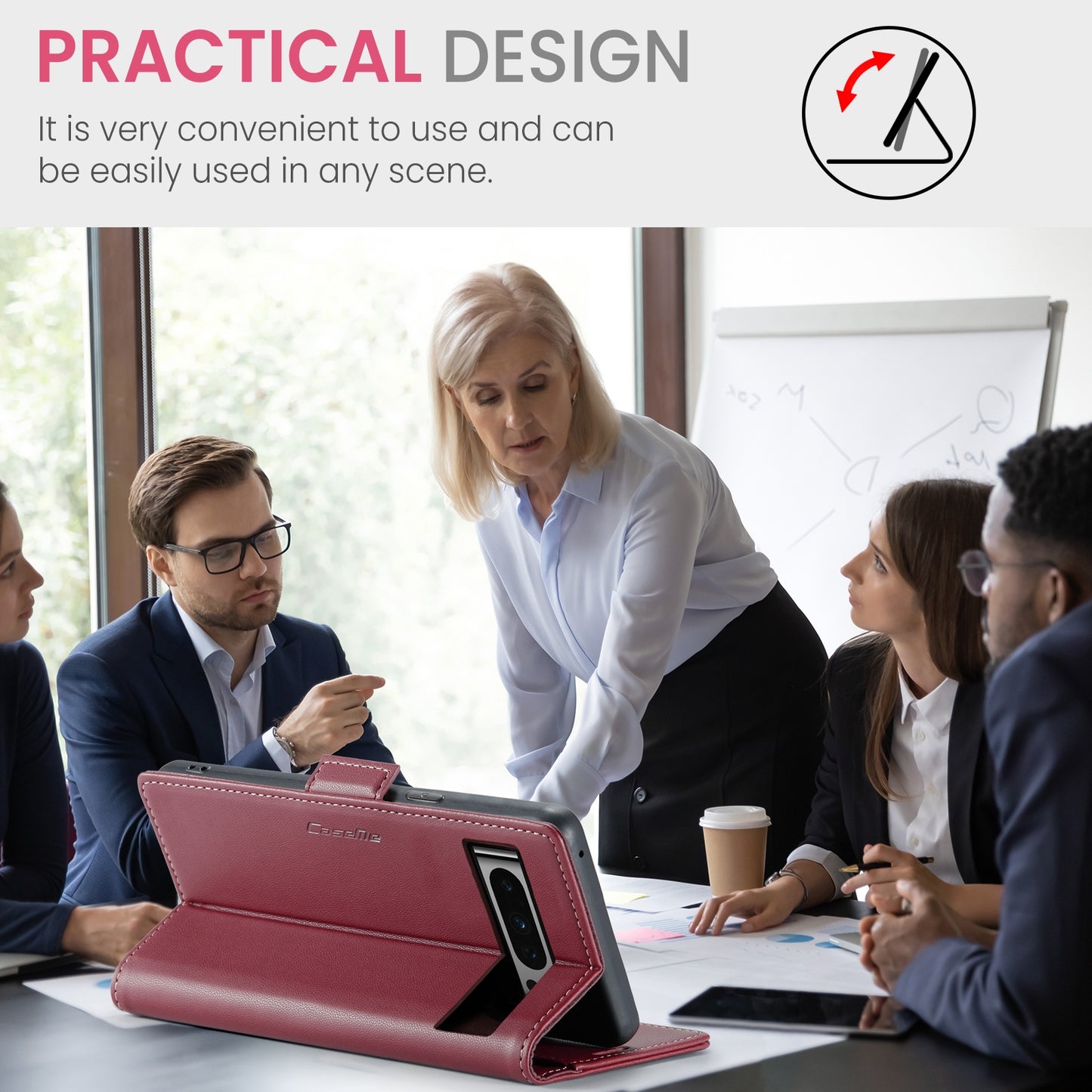 Google Pixel 8 Pro Leather Wallet Case - RFID Blocking, Stand Function, Card Slots