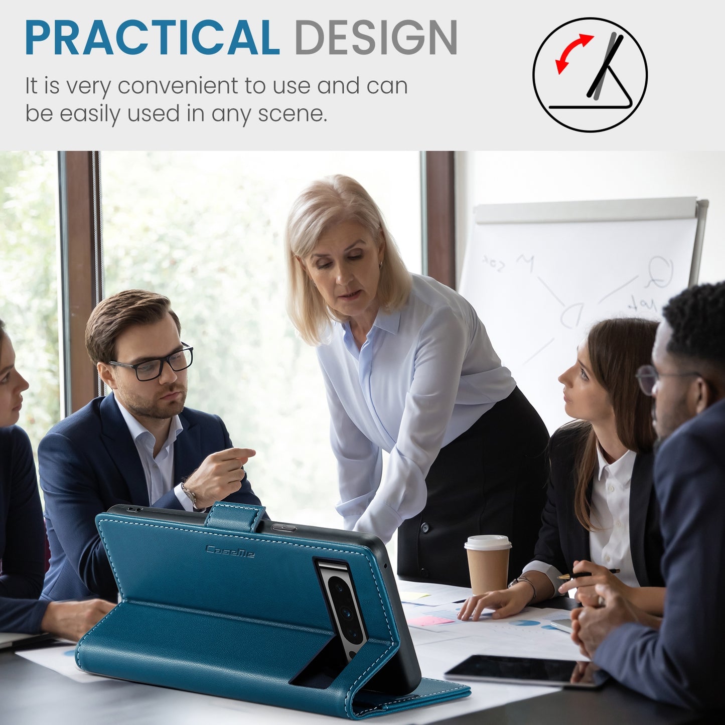 Google Pixel 8 Pro Leather Wallet Case - RFID Blocking, Stand Function, Card Slots