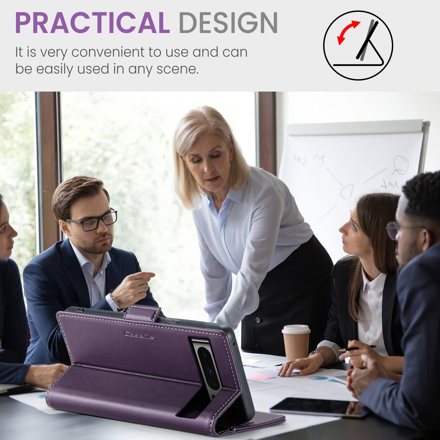 Google Pixel 8 Pro Leather Wallet Case - RFID Blocking, Stand Function, Card Slots