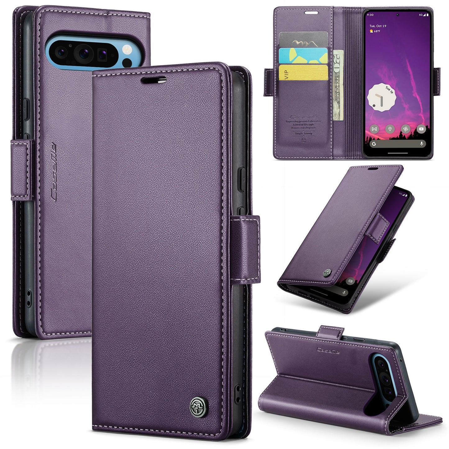 Google Pixel 9 Pro XL Leather Wallet Case - RFID Blocking, Stand Function, Card Slots