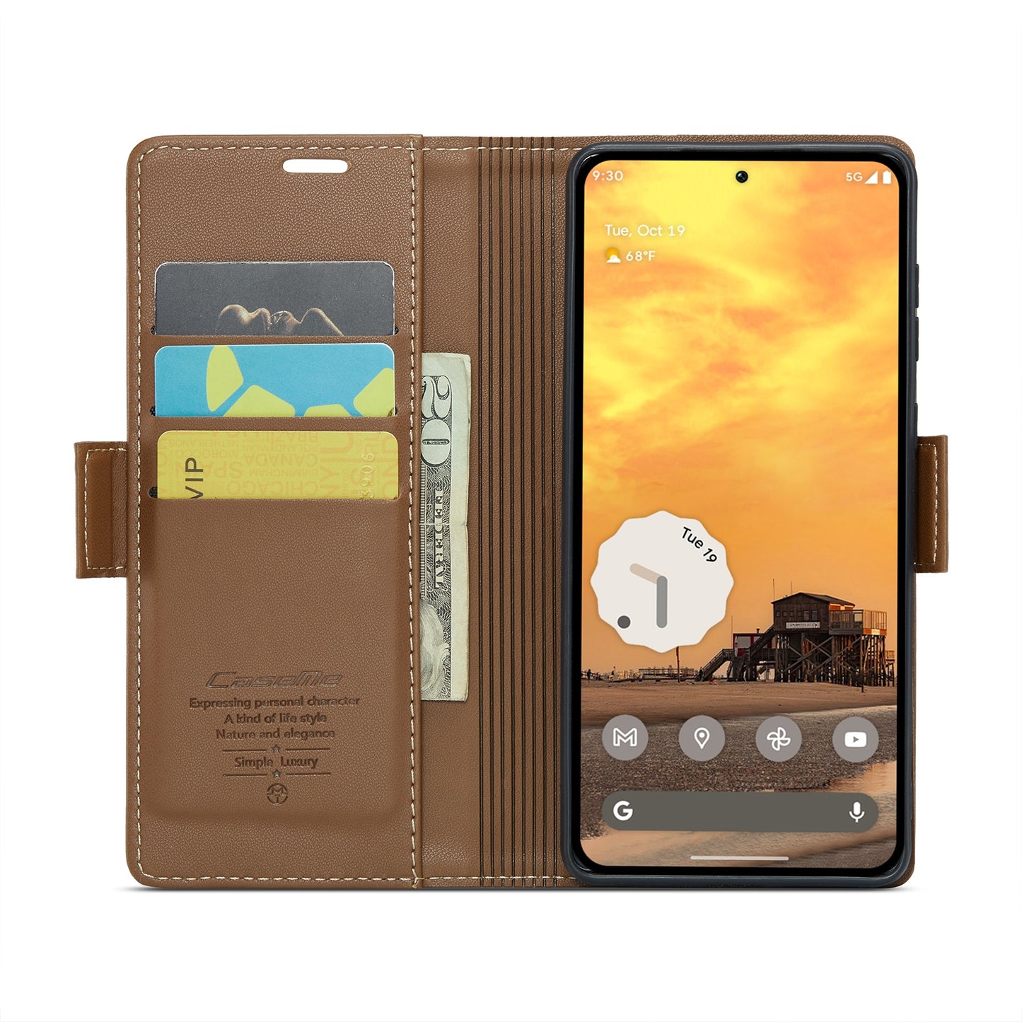 Google Pixel 9 Leather Wallet Case - RFID Blocking, Stand Function, Card Slots