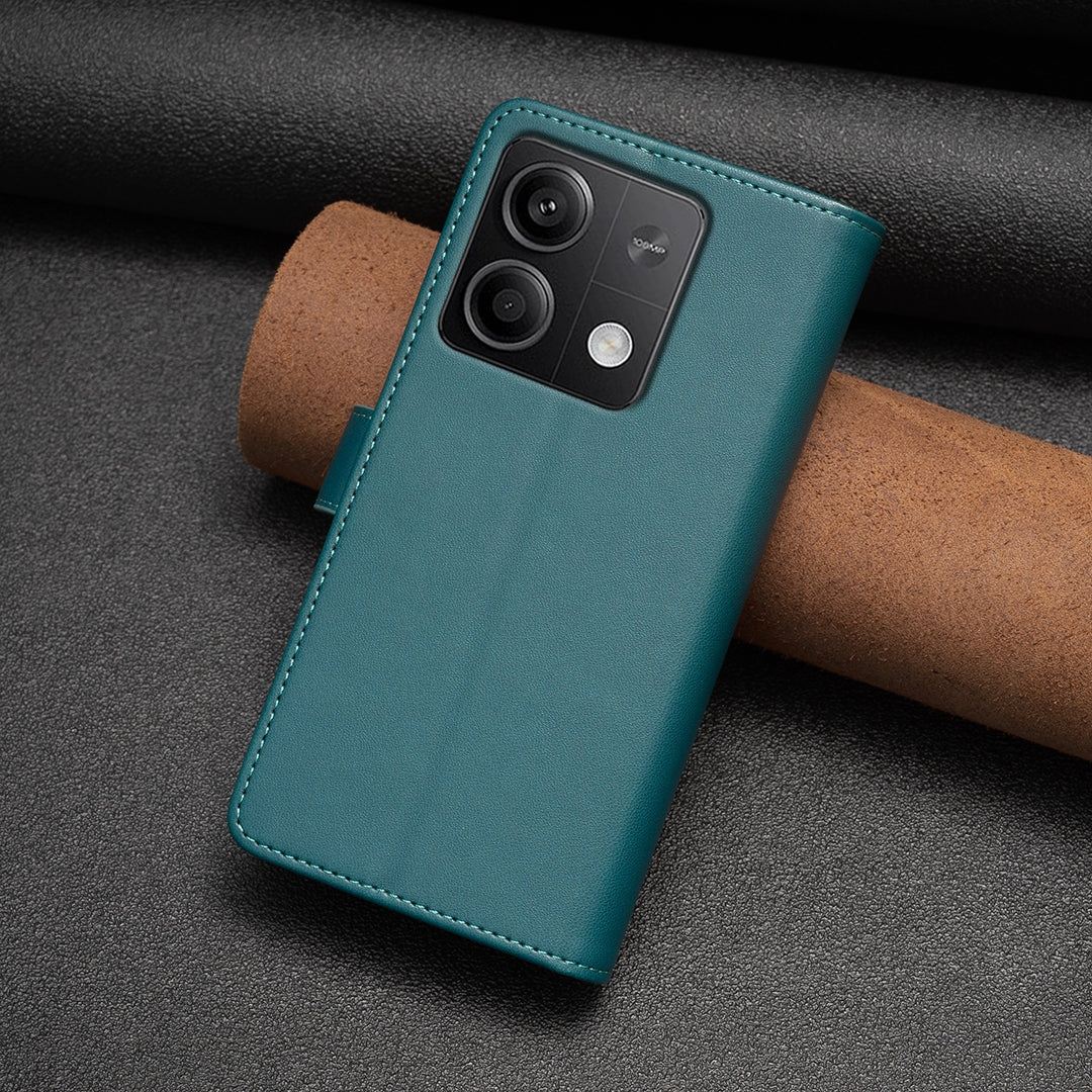 Xiaomi Redmi Note 13 Leather Flip Wallet Phone Case with 9 Card Slots, Zipper Compartment, and Adjustable Stand