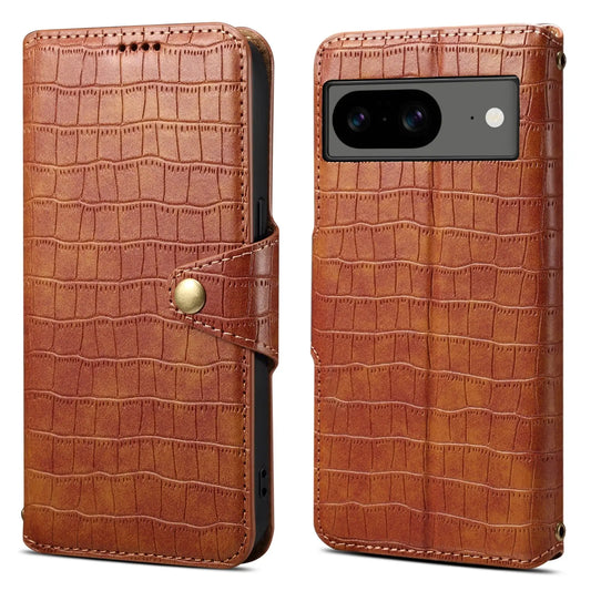 Google Pixel 8 Denior Leather Case - Crocodile Texture with Oil Edge, Wallet & Kickstand Features-buycases.co.uk