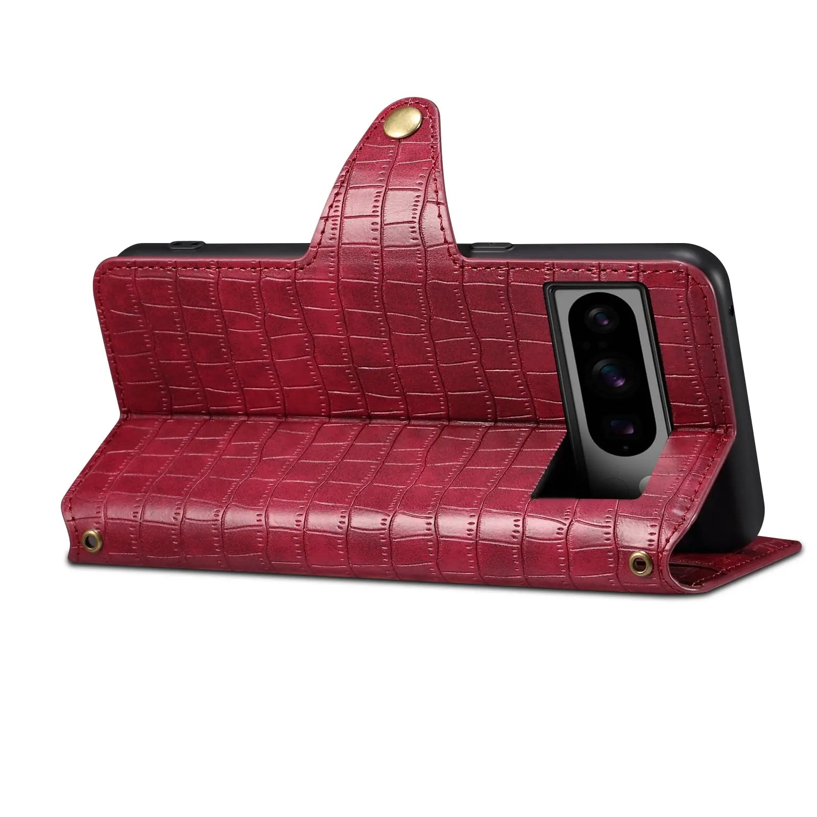 Google Pixel 7 Denior Leather Case - Crocodile Texture with Oil Edge, Wallet & Kickstand Features-buycases.co.uk