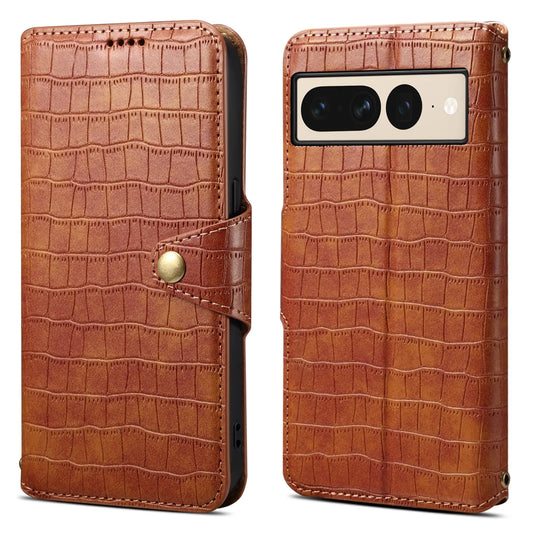 Google Pixel 7 Pro Denior Leather Case - Crocodile Texture with Oil Edge, Wallet & Kickstand Features-buycases.co.uk