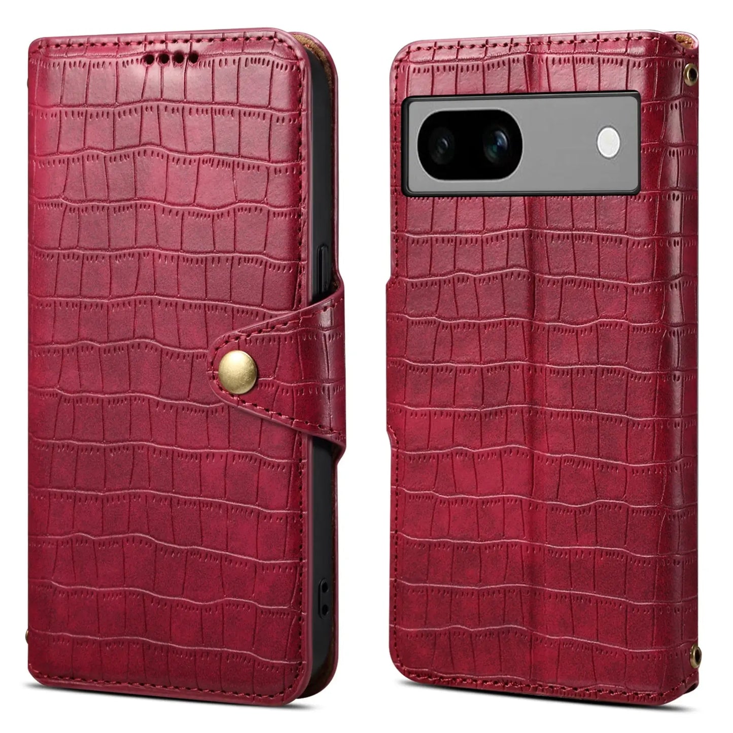 Google Pixel 7a Denior Leather Case - Crocodile Texture with Oil Edge, Wallet & Kickstand Features-buycases.co.uk