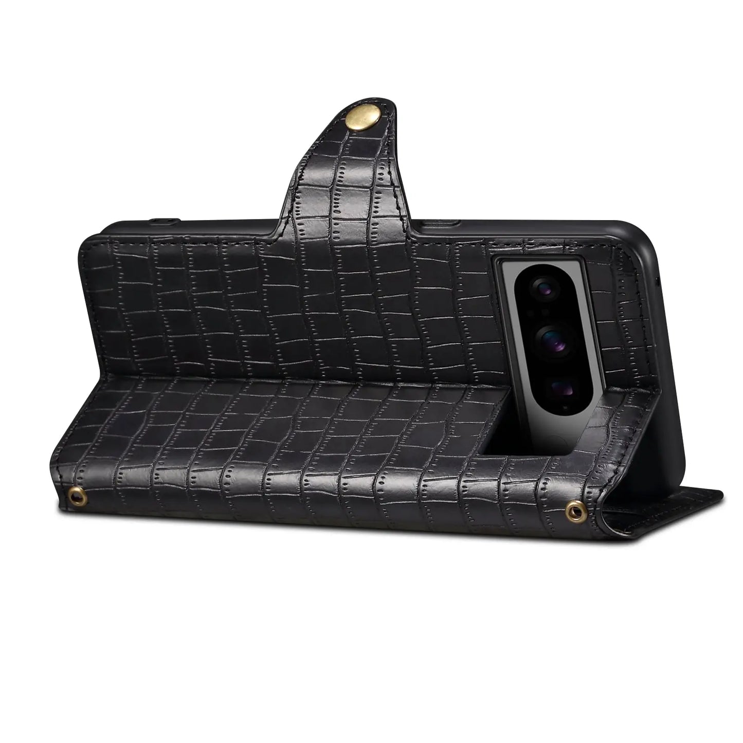 Google Pixel 7a Denior Leather Case - Crocodile Texture with Oil Edge, Wallet & Kickstand Features-buycases.co.uk