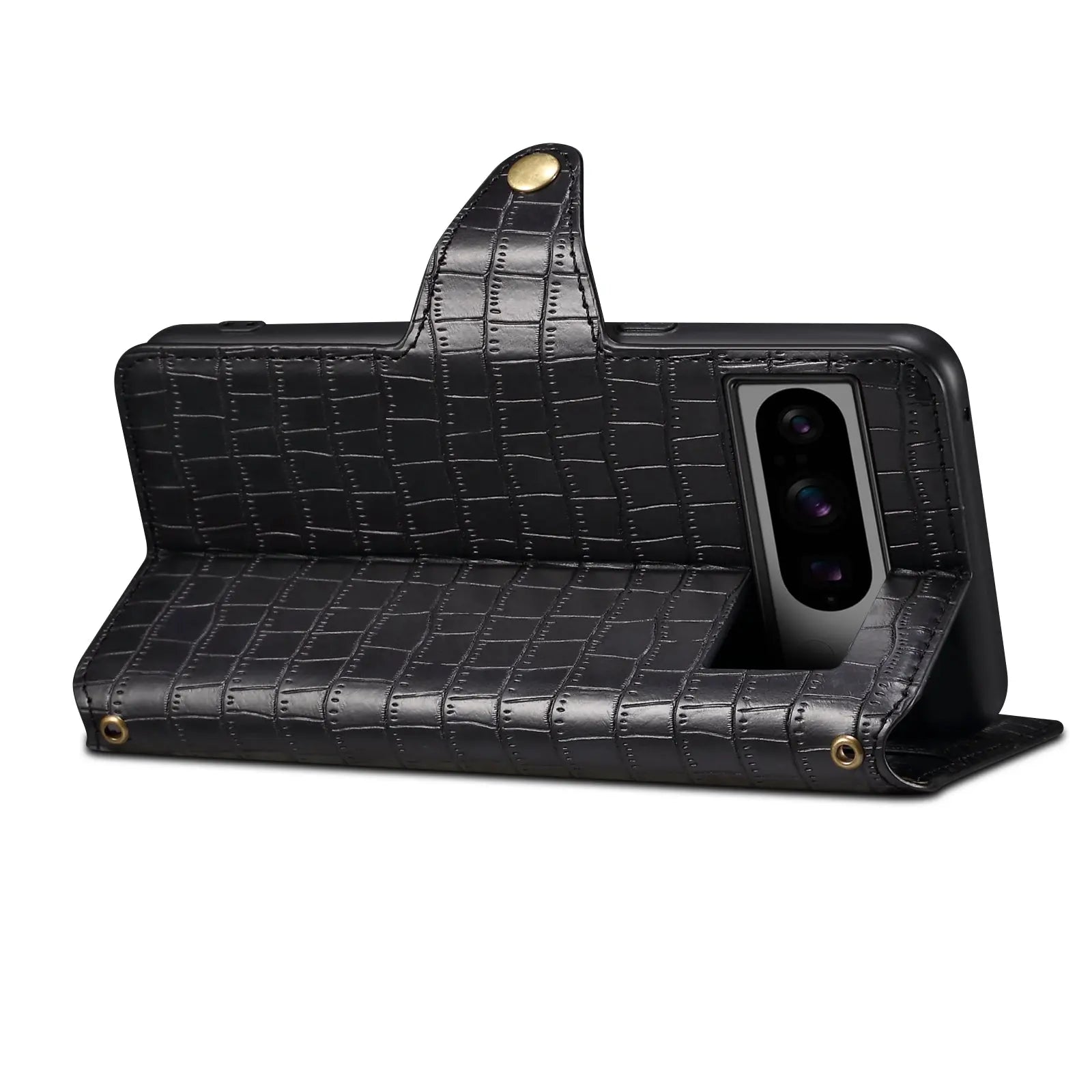 Google Pixel 6a Denior Leather Case - Crocodile Texture with Oil Edge, Wallet & Kickstand Features-buycases.co.uk