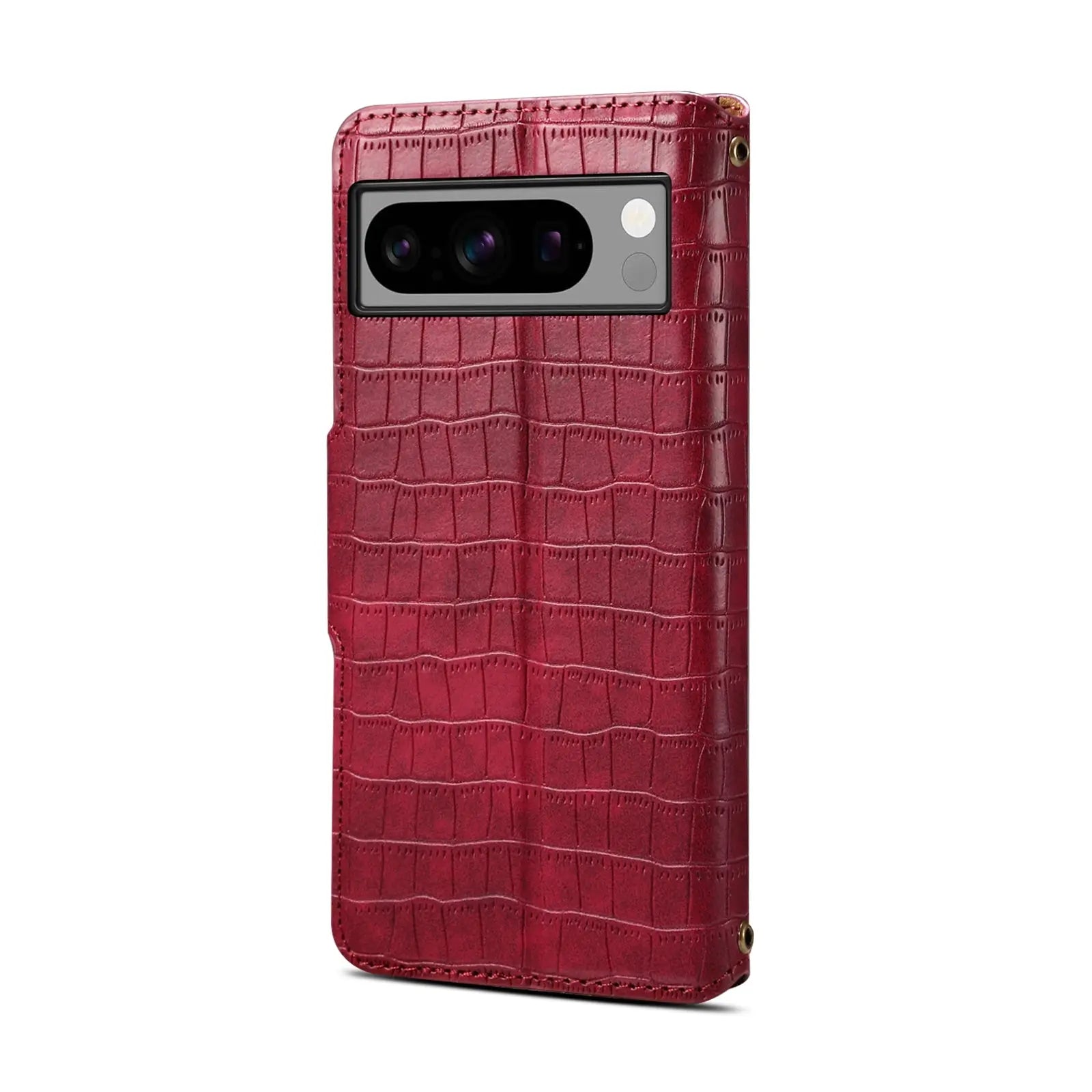 Google Pixel 6 Pro Denior Leather Case - Crocodile Texture with Oil Edge, Wallet & Kickstand Features-buycases.co.uk