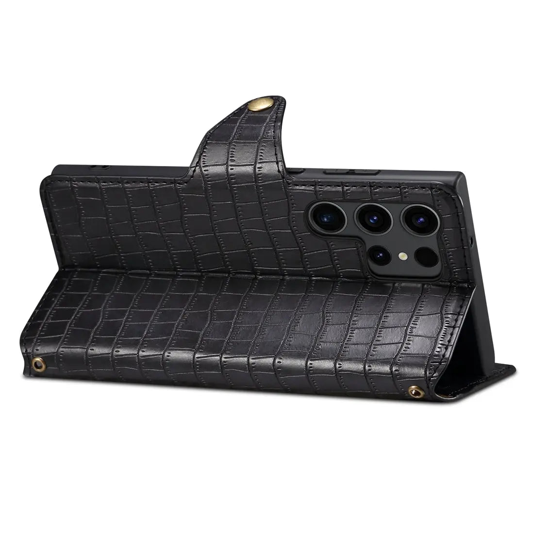 Samsung Galaxy S24+ 5G Denior Leather Case - Crocodile Texture with Oil Edge, Wallet & Kickstand Features-buycases.co.uk