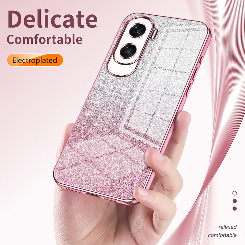 Honor 90 Luxury Glitter Gradient Powder Electroplated Case with Advanced Protection and Style