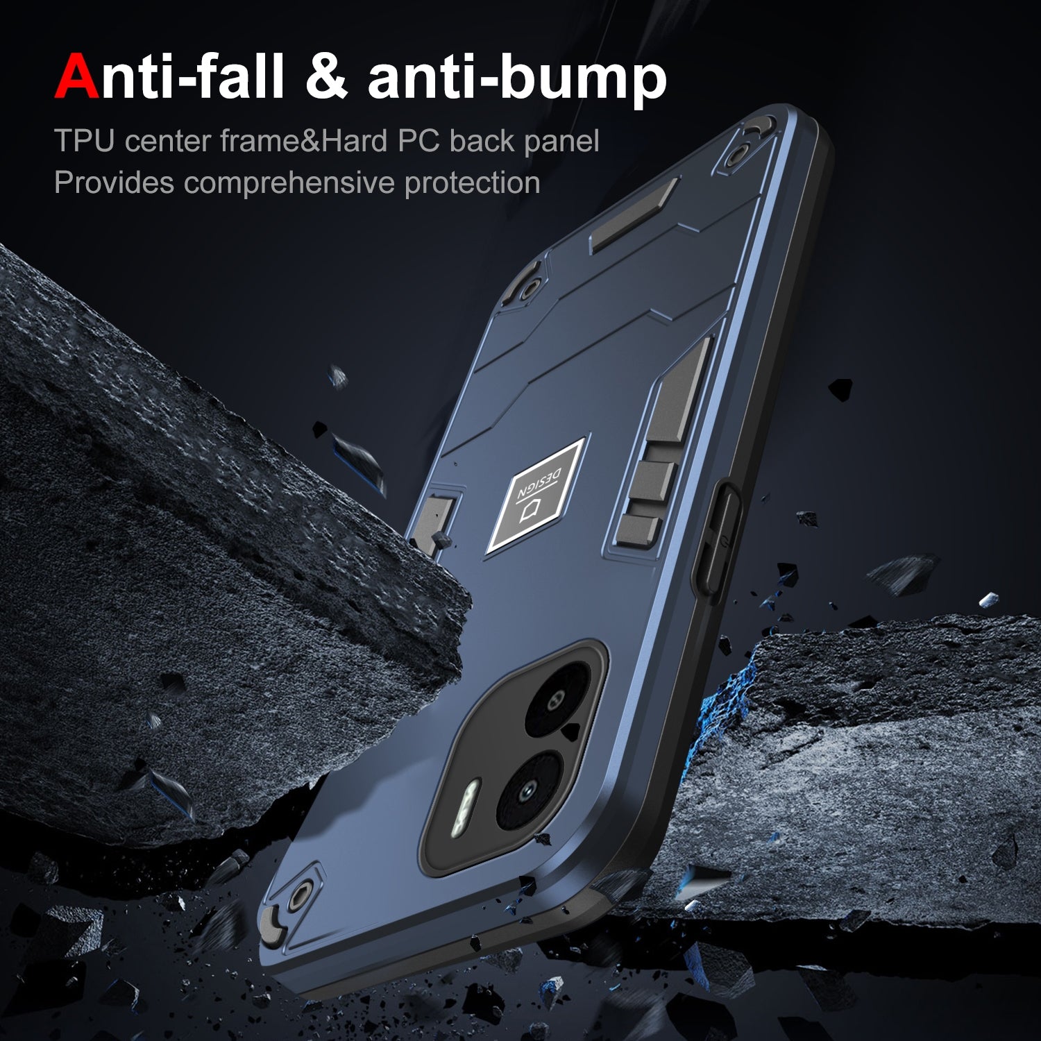 Xiaomi Redmi A1 Shockproof Case - Durable TPU+PC Material, Lightweight, Anti-Fall and Anti-Bump Design, Fashionable Phone Protection-buycases.co.uk