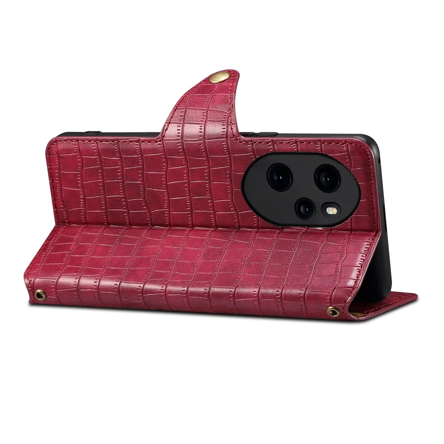 Honor 100 Pro Denior Leather Case - Crocodile Texture with Oil Edge, Wallet & Kickstand Features-buycases.co.uk