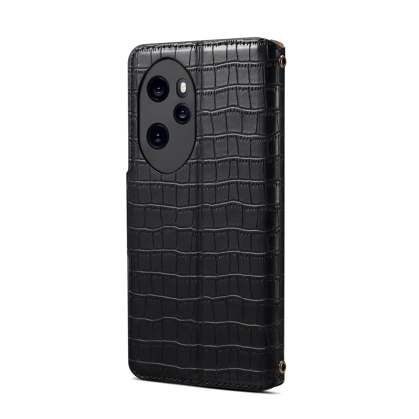 Honor 100 Pro Denior Leather Case - Crocodile Texture with Oil Edge, Wallet & Kickstand Features-buycases.co.uk