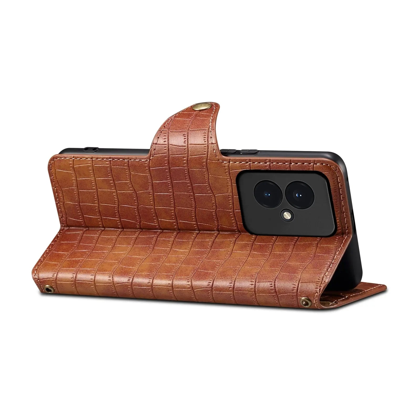 Honor 100 Denior Leather Case - Crocodile Texture with Oil Edge, Wallet & Kickstand Features-buycases.co.uk