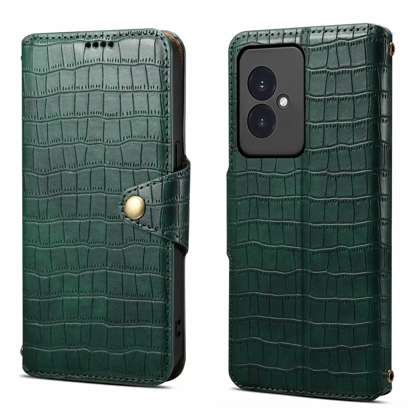 Honor 100 Denior Leather Case - Crocodile Texture with Oil Edge, Wallet & Kickstand Features-buycases.co.uk
