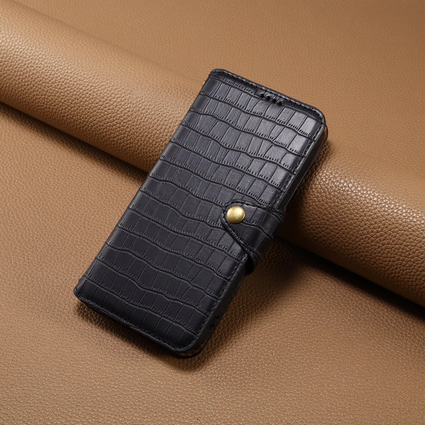 Honor Magic5 Denior Leather Case - Crocodile Texture with Oil Edge, Wallet & Kickstand Features-buycases.co.uk
