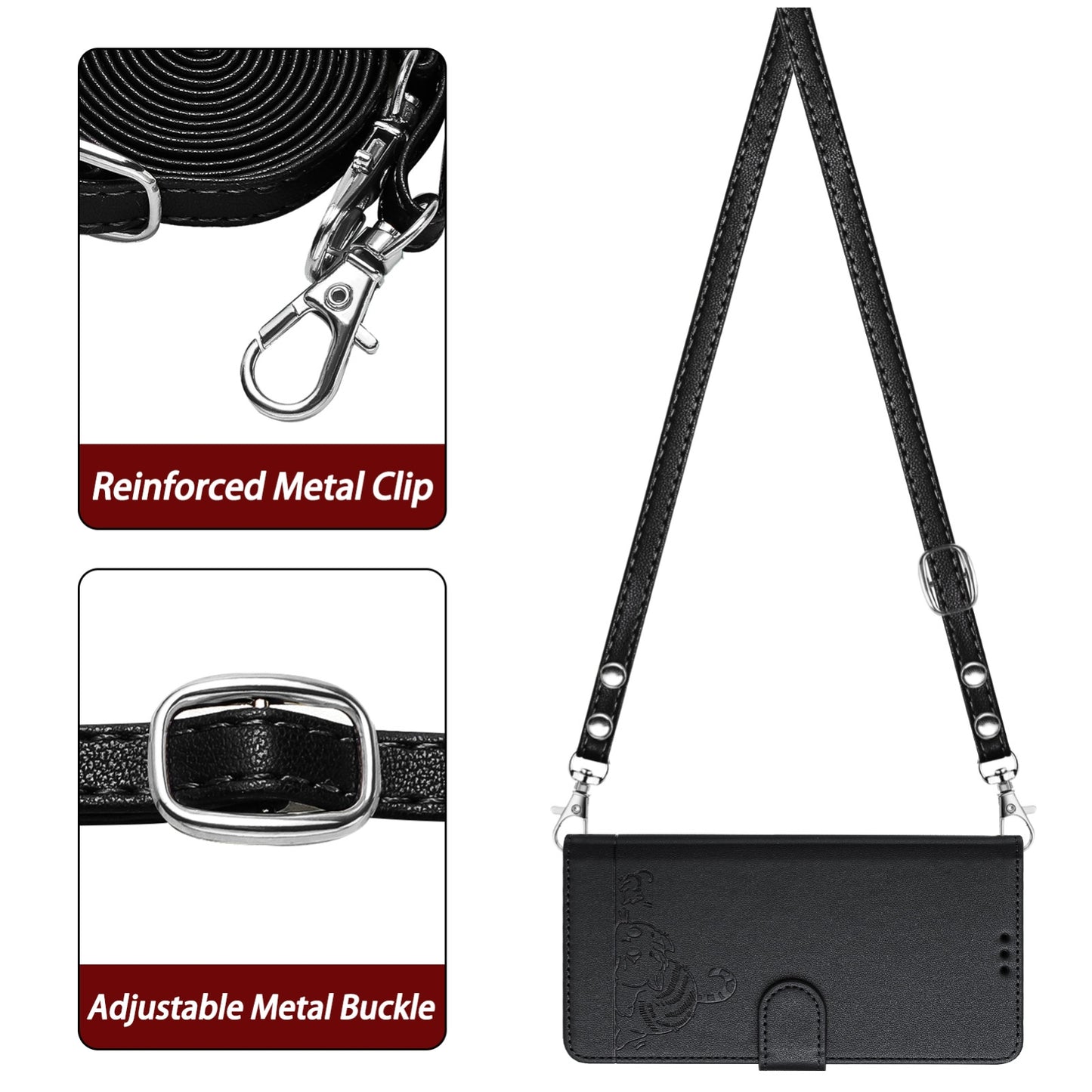 OPPO A77 5G Cat and Mouse Embossed PU Leather RFID Case with Wallet Slots, Anti-Fall Protection, Kickstand, and Lanyard-buycases.co.uk
