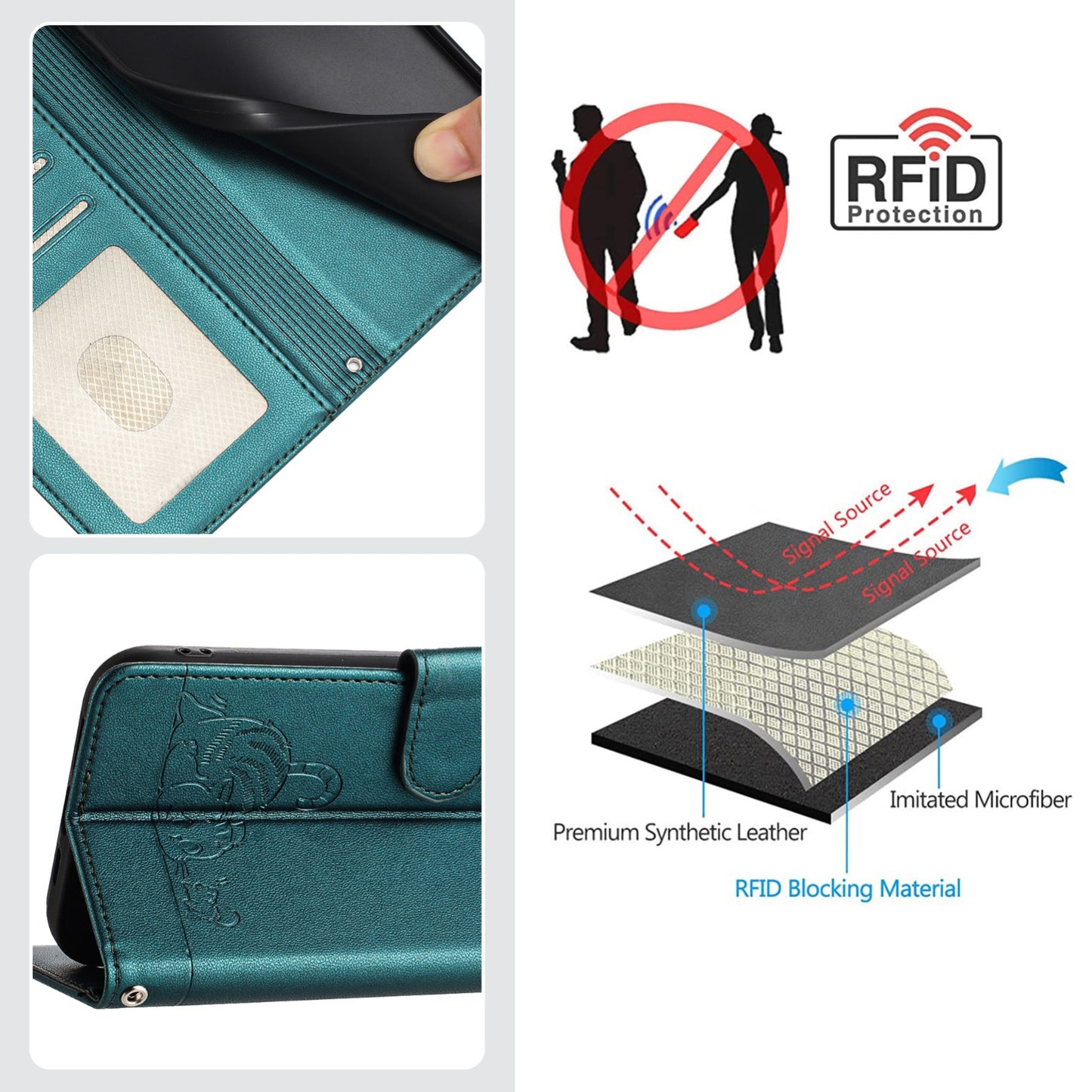 OPPO A77 5G Cat and Mouse Embossed PU Leather RFID Case with Wallet Slots, Anti-Fall Protection, Kickstand, and Lanyard-buycases.co.uk