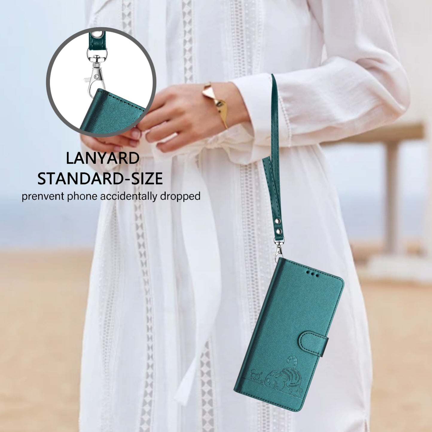 OPPO A77 5G Cat and Mouse Embossed PU Leather RFID Case with Wallet Slots, Anti-Fall Protection, Kickstand, and Lanyard-buycases.co.uk
