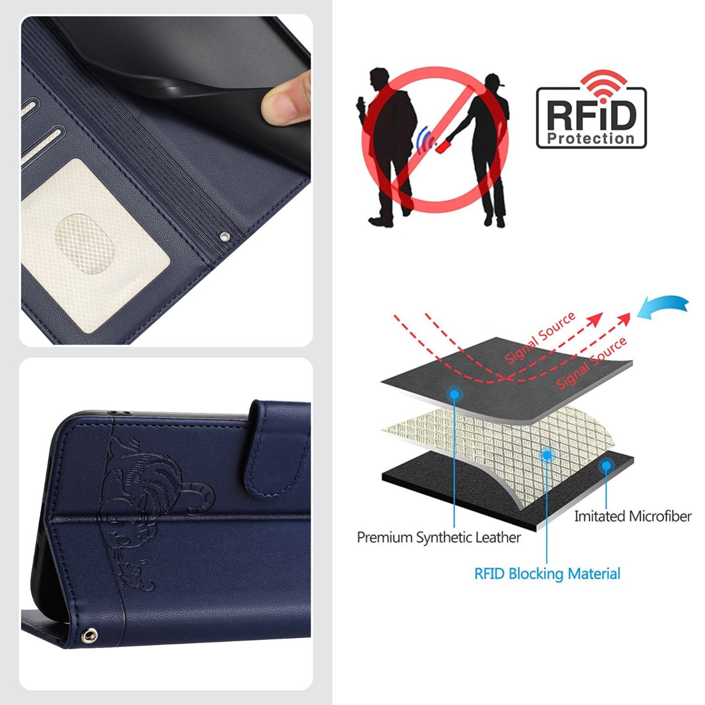 OPPO A77 5G Cat and Mouse Embossed PU Leather RFID Case with Wallet Slots, Anti-Fall Protection, Kickstand, and Lanyard-buycases.co.uk