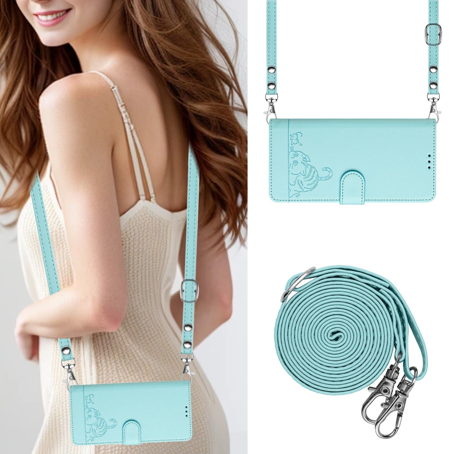 Xiaomi 14T Pro Cat and Mouse Embossed PU Leather RFID Case with Wallet Slots, Anti-Fall Protection, Kickstand, and Lanyard-buycases.co.uk