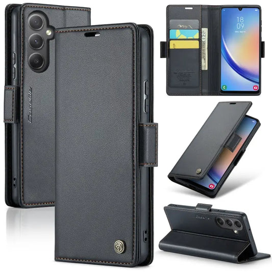 Samsung Galaxy A34 5g Leather Wallet Case - RFID Blocking, Stand Function, Card Slots-buycases.co.uk