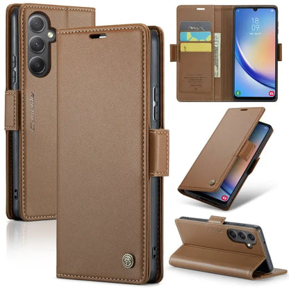 Samsung Galaxy A34 5g Leather Wallet Case - RFID Blocking, Stand Function, Card Slots-buycases.co.uk