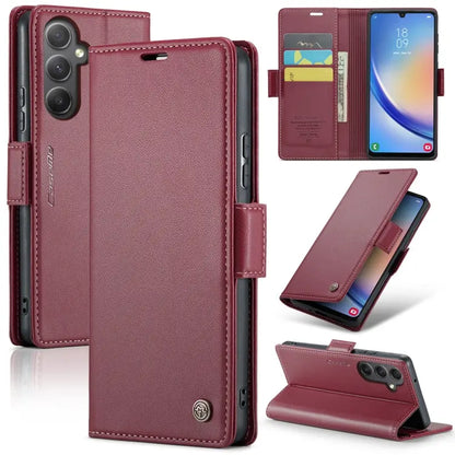 Samsung Galaxy A34 5g Leather Wallet Case - RFID Blocking, Stand Function, Card Slots-buycases.co.uk