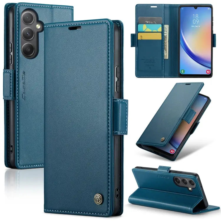 Samsung Galaxy A34 5g Leather Wallet Case - RFID Blocking, Stand Function, Card Slots-buycases.co.uk