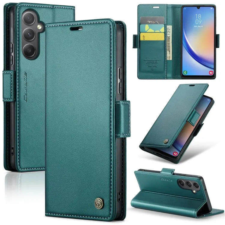 Samsung Galaxy A34 5g Leather Wallet Case - RFID Blocking, Stand Function, Card Slots-buycases.co.uk