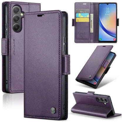 Samsung Galaxy A34 5g Leather Wallet Case - RFID Blocking, Stand Function, Card Slots-buycases.co.uk