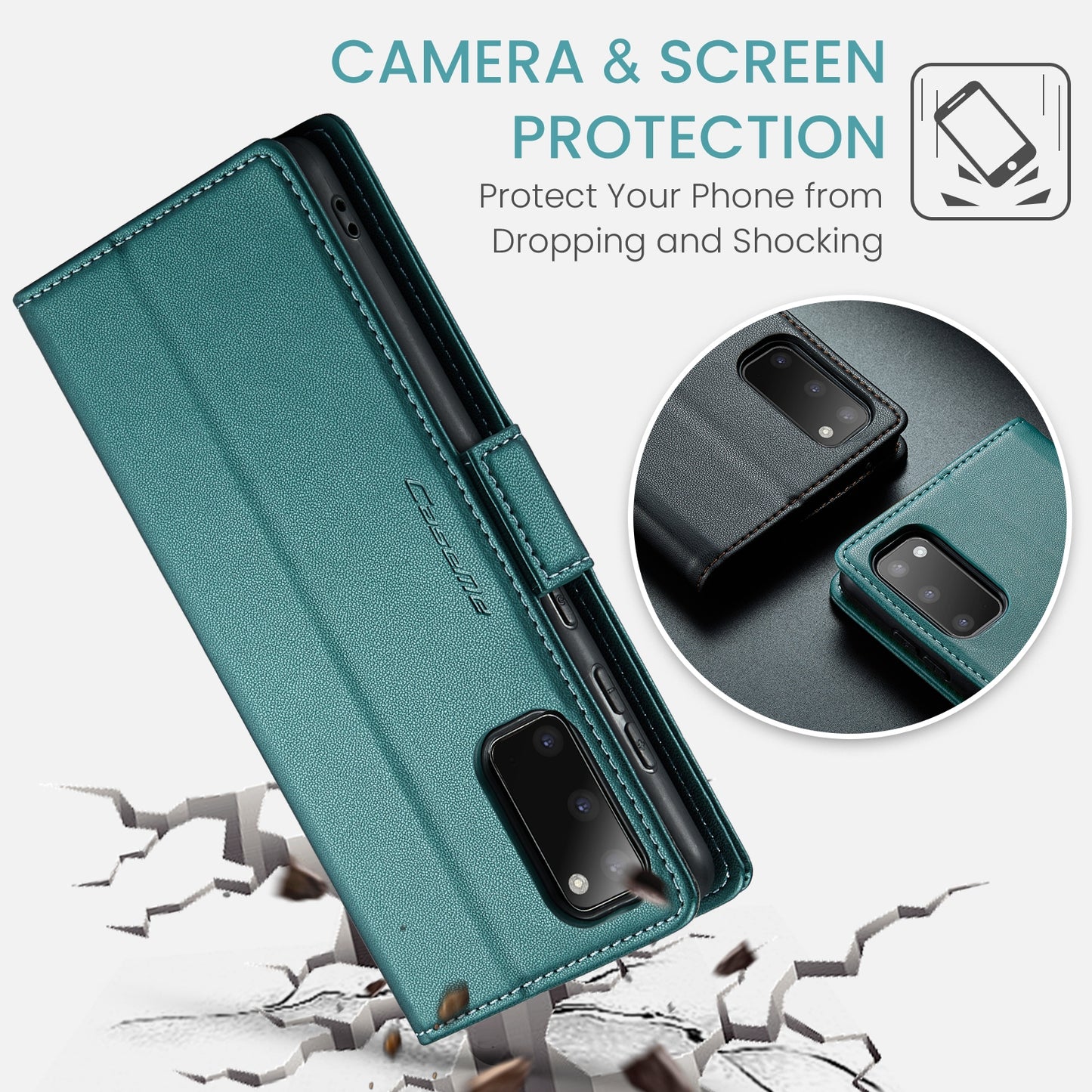 Samsung Galaxy S20 Leather Wallet Case - RFID Blocking, Stand Function, Card Slots-buycases.co.uk