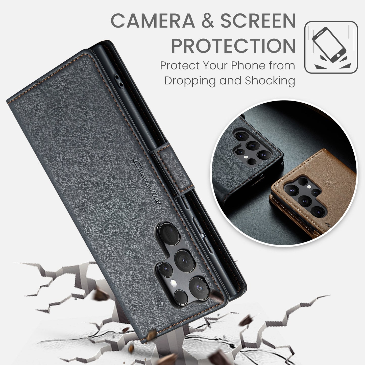 Samsung Galaxy S23 Ultra 5g Leather Wallet Case - RFID Blocking, Stand Function, Card Slots-buycases.co.uk