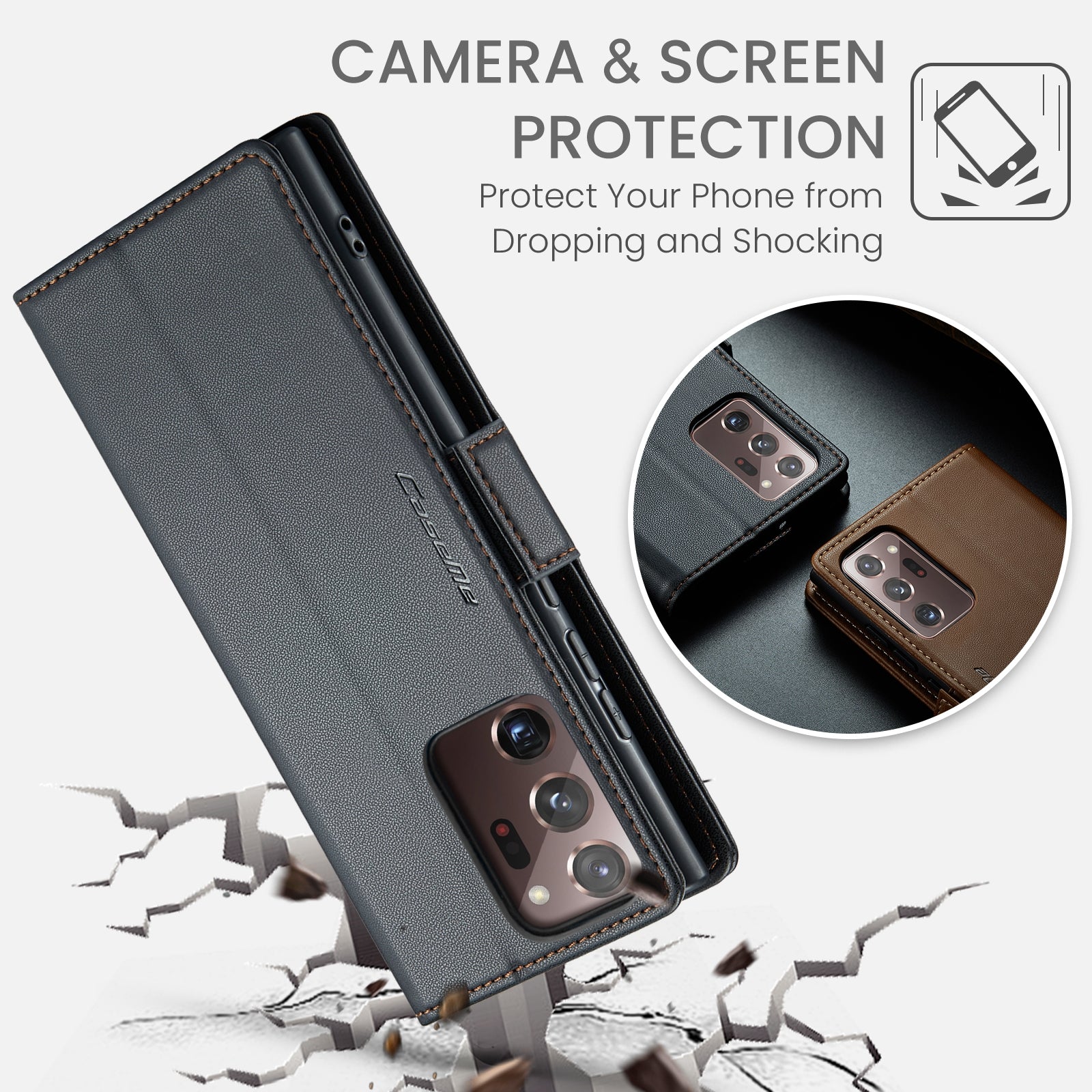 Samsung Galaxy Note20 Ultra Leather Wallet Case - RFID Blocking, Stand Function, Card Slots-buycases.co.uk