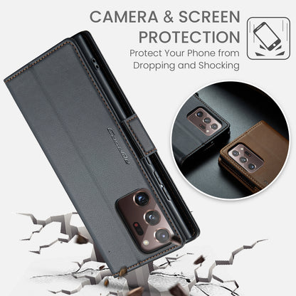 Samsung Galaxy Note20 Ultra Leather Wallet Case - RFID Blocking, Stand Function, Card Slots-buycases.co.uk