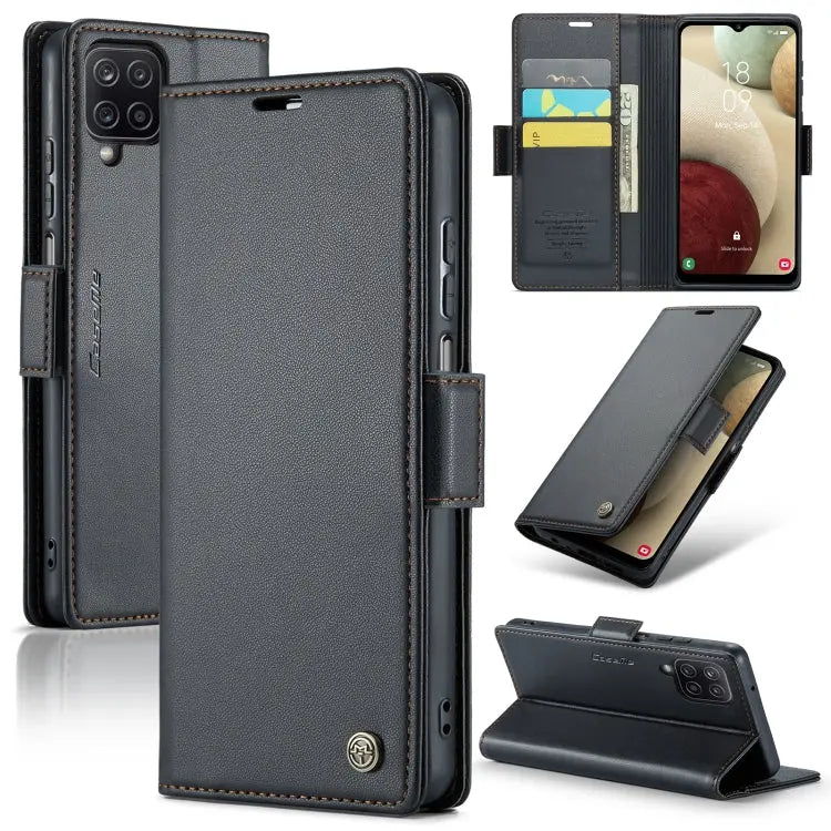 Samsung Galaxy A12 5g Leather Wallet Case - RFID Blocking, Stand Function, Card Slots-buycases.co.uk