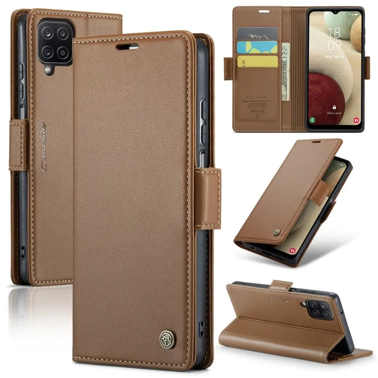Samsung Galaxy A12 5g Leather Wallet Case - RFID Blocking, Stand Function, Card Slots-buycases.co.uk
