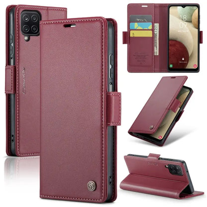 Samsung Galaxy A12 5g Leather Wallet Case - RFID Blocking, Stand Function, Card Slots-buycases.co.uk