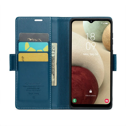 Samsung Galaxy A12 5g Leather Wallet Case - RFID Blocking, Stand Function, Card Slots-buycases.co.uk